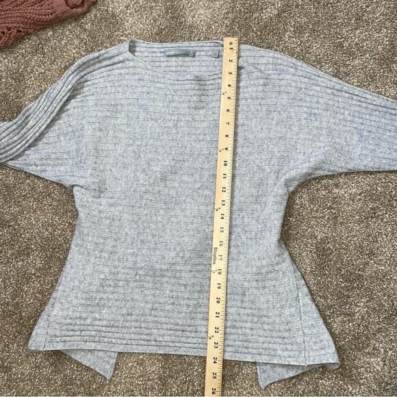 Vince sweater cashmere & wool blend gray ribbed tie bow back long sleeve SZ sm - Picture 10 of 12